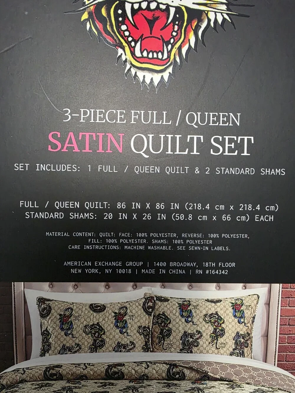 Ed Hardy Queen Dragon Pink 3 pcs Quilt Set Halloween